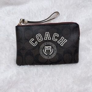 Coach Brown and Black Logo Wristlet